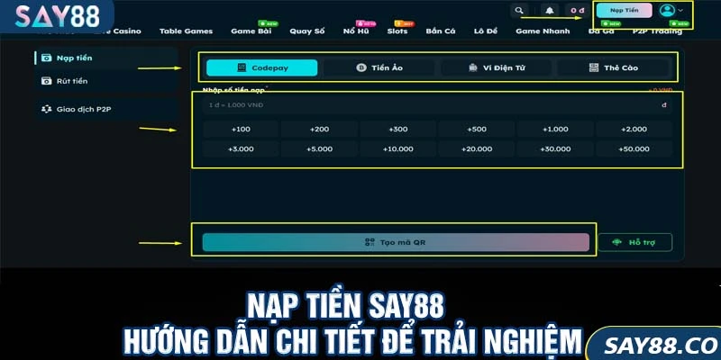 Nạp Tiền SAY88 2 Nạp tiền SAY88 – Hướng dẫn chi tiết để trải nghiệm