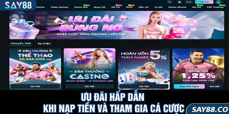 Nạp Tiền SAY88 4 Ưu đãi hấp dẫn khi nạp tiền và tham gia cá cược